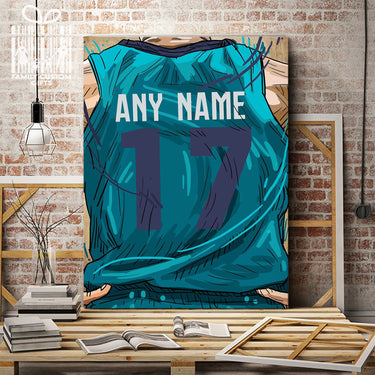 Charlotte Jersey Custom Canvas Print Wall Art for Boy Girl Men Women Basketball Personalized Canvas Art